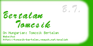 bertalan tomcsik business card